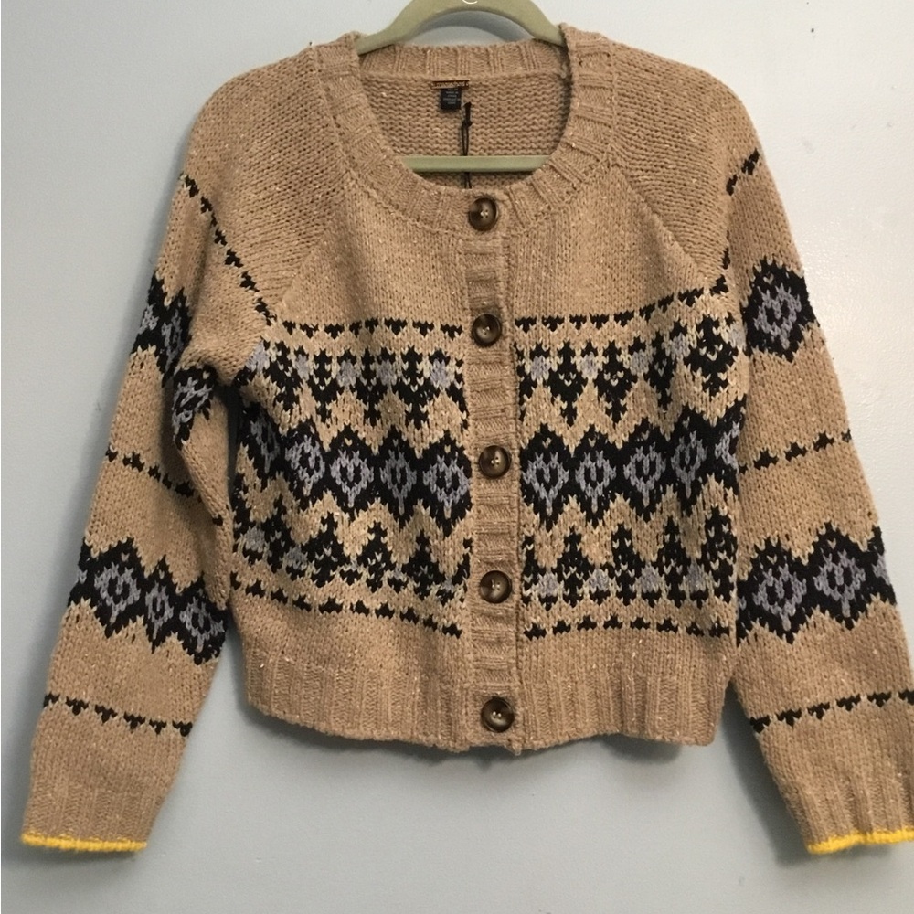 Magaschoni Tan and Black Patterned sweater